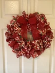 Gingerbread Ribbon Christmas Wreath Red Round Handmade New Nwt. Fixed Price $49.98.