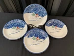 Thomson Pottery "snowman" Pattern # 39118 Set Of 4 Salad Plates 7 1/2". Fixed Price $17.45.
