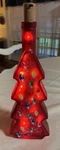 Red Glass Bottle Christmas Tree Shape With Hand Painted Lights Signed. Fixed Price $35.00.