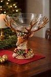 Fitz Floyd Stag Deer Glass Bowl Centerpiece Pedestal Candy Dish Floral Base. Fixed Price $250.00.