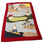 Handmade Quilt Christmas Snowman Playful Tropical Winter Theme Throw Blanket. Fixed Price $45.00.