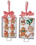 Kurt Adler 6" Metal Cookie Tray With Gingerbread Ornament - 2A. Fixed Price $24.49.