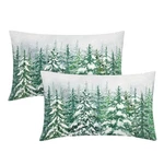 Kawani Green Pine Tree Lumbar Pillow Covers 12X20 Inch Winter Forest Snowflak.... Fixed Price $15.76.