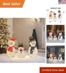 Snowman Christmas Decorations, 3-PIECE Light Up 2D Family, 60 Snowm.... Fixed Price $71.99.