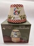 Holiday Time Snowman Ceramic Christmas Candle Shade Topper. Fixed Price $8.99.