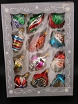 Vintage Christmas Kringle Glass Kurt Adler Ornment Set Ornaments Box. Fixed Price $40.00.