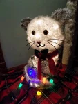 Christmas Holiday Time Up Plush White Cat Tinsel Indoor/outdoor Lighted. Fixed Price $80.00.