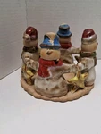 Kirklands Potters Garden Ii Snowmen Pottery Candle Holder Round 4.5 X 6. Fixed Price $15.00.