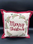Merry Christmas Wreath Throw Pillow 10X10 By Home Winter Holiday Decor Tag On. Fixed Price $5.99.