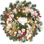 Vofuly Red White Christmas Candy Wreath LIGHTS30 Led Timer Lighted Winter. Fixed Price $79.18.