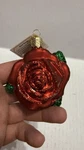 Old World Christmas Red Rose Glass Ornament Tag 2019. Fixed Price $15.00.