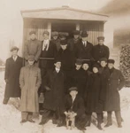Men Group Winter Dog Rppc Snow Houses Rr Railway Train Caboose Firewood Woolcoat. Fixed Price $44.18.