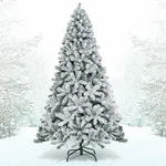 Topbuy 7.5' Hinged Artificial Christmas Tree W/ Metal Stand Premium Snow Flocked. Fixed Price $97.99.