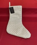 Tahari Home Christmas Stocking Beaded Metallic Beige Holiday Large 8 X 22 Nwt. Fixed Price $38.99.