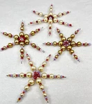 Set Of Beaded Snowflake Christmas Ornaments Golden Glass Pearls 4-5. Fixed Price $30.00.