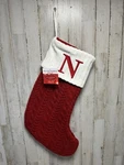St. Nicholas Square Red Cable Knit Monogram Stocking 20" New. Fixed Price $17.99.