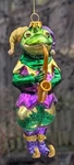 December Diamonds Jester Frog Playing Sax Pgg Glass Christmas Ornament 5.5". Fixed Price $19.99.