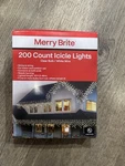 Merry Brite 200 Count Icicle Lights Clear Bulb / White Wire 18 Ft New!. Fixed Price $21.99.