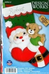 #5264-J Design Works "santa & Teddy" Bear Felt Stocking Kit -nip!. Fixed Price $19.95.