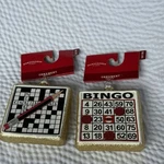 2 Wondershop Bingo Game Card Gold Glittered Glass Christmas Hanging Ornament 3. Fixed Price $16.99.