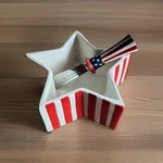 Americana Dip Bowl And Spreader Set - Boston Warehouse New. Fixed Price $12.99.