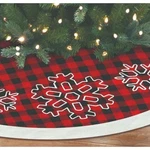 Red Black Buffalo Plaid Tree Skirt Snowflake Trim Christmas Holiday Decor. Fixed Price $16.50.