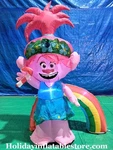 5' Gemmy Airblown Inflatable Christmas Trolls Poppy W/ Rainbow & Candy Cane. Fixed Price $59.95.