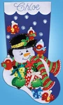 Felt Embroidery Kit Design Works Snowman & Cardinals Christmas Stocking #DW5231. Fixed Price $19.99.