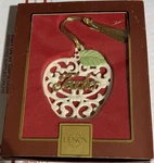 Lenox Porcelain Apple Ornament White Gold Green Hanging Holiday Teacher Gift. Fixed Price $19.00.