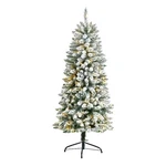 Nearly Natural 5FT Slim Flocked Montreal Fir Christmas Tree W/150 Warm White Led. Fixed Price $124.99.