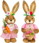 2PACK Easter Bunny Decorations Indoor, 14 Inch Straw Standing With Carrot. Fixed Price $69.99.