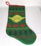 Star Wars Yoda 18" Green Knit Christmas Stocking. Fixed Price $12.00.