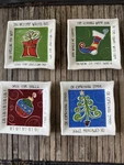 Ganz Christmas Holiday 4 Square Plates Set Of Hand Painted By Bella Casa. Fixed Price $29.00.
