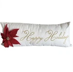 Pier 1 Christmas Pillow Happy Holidays Embroidered Felt Poinsettia 28.5 Long. Fixed Price $23.74.