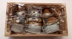 Set 0F 3 Pier 1 Imports Christmas Ceramic Bell Ornaments Snowmen In Wooden Crate. Fixed Price $12.95.
