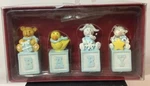Nicholas Square Blue Boy Baby Block Set 1ST Christmas Bear Duck Bunny Lamb. Fixed Price $19.11.