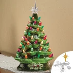 Lighted Ceramic Vintage Green Christmas Tree Corded Holiday Table Home Decor 15". Fixed Price $64.98.