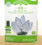 Holiday Time 60-COUNT 16-FUNCTION Cool White Led C9 Christmas Lights New!. Fixed Price $24.98.