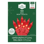 Indoor/outdoor 50 Ct Led Mini Christmas String Lights, W/red Cord, 9.5FT. Fixed Price $19.99.