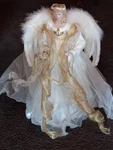 Free Standing 18" Porcelain Christmas Angel Tree Topper, White Gold #g. Fixed Price $29.70.