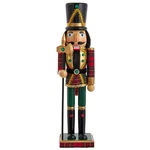 Green & Red Plaid Soldier Wooden Nutcrker 15". Fixed Price $50.95.