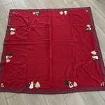 Pottery Barn Kids Snowman Applique Tablecloth Red Plaid Trim 66"X66" Christmas. Fixed Price $44.99.