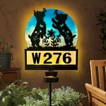 Solar House Numbers Yard Sign Stake, Powered Lights Metal Playful Yorki.... Fixed Price $43.35.