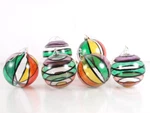 Stained Glass Christmas Ornaments Silvestri Lot 6 Stripes Multicolor 3.5" Balls. Fixed Price $14.99.