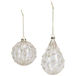 Napco Golden Pearl Bead Ball And Finial 5 Inch Glass Christmas Ornament Set Of 2. Fixed Price $16.95.