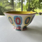 Anthropologie Geometric Footed Cereal Soup Bowl Yellow Interior Multi Colored. Fixed Price $11.25.