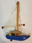 1984 Kurt S. Adler: 5 Wooden Sailboat Christmas Ornament. Fixed Price $12.21.