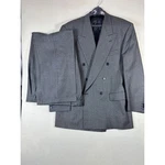 Dei Giovani Mens Grey Micro Check Double Breasted 44R Suit Set 2 Piece 35X31 Euc. Fixed Price $78.87.