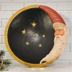 Kurt Adler 3D Santa Moon & Stars Wooden Christmas Holiday Bowl 9.5 X 3.5. Fixed Price $28.50.