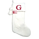 St. Nicholas Square 21 Inch White Knitted Initial Monogram Christmas Stocking. Fixed Price $18.95.